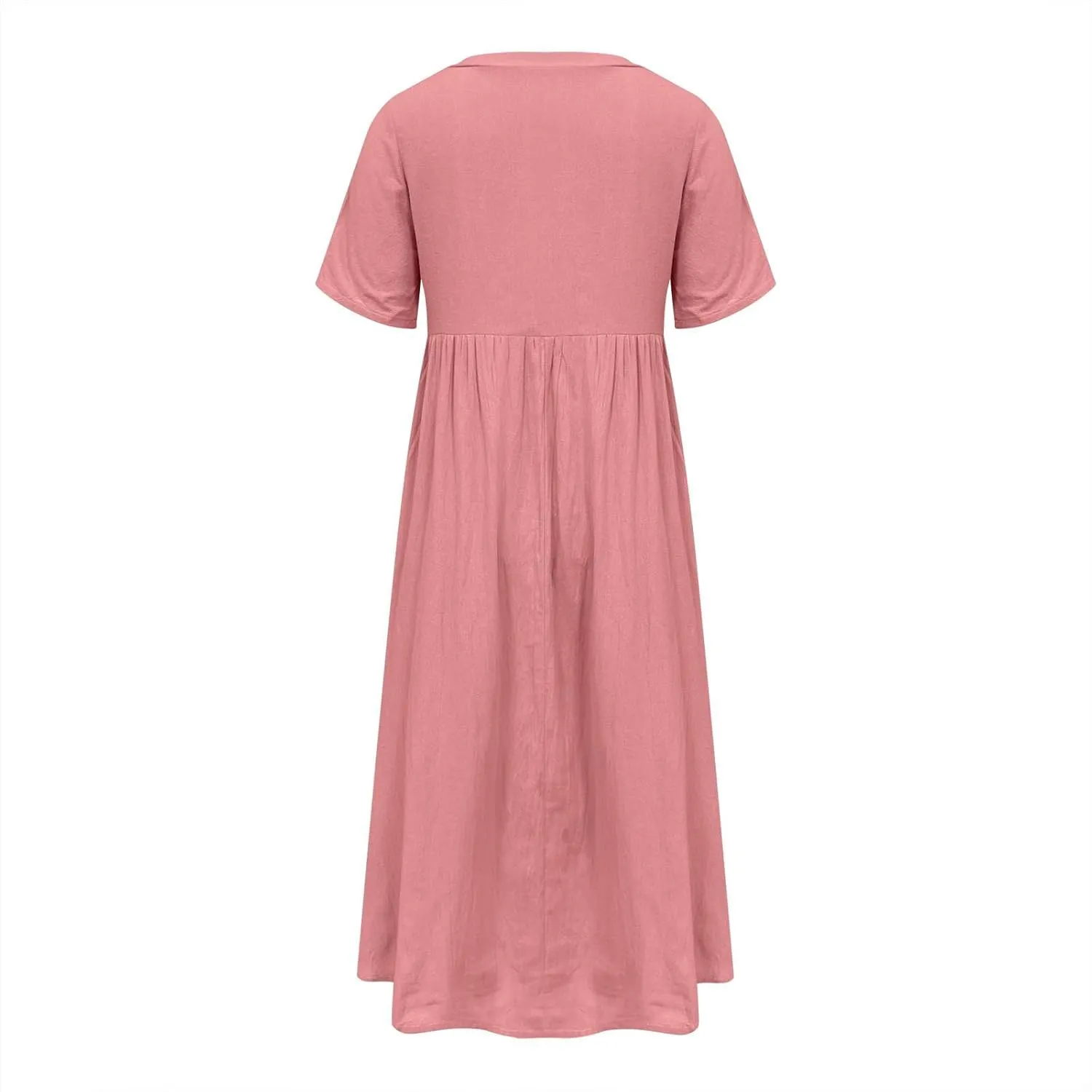 2025 Summer Boho Maxi Dress for Women V-Neck Button & Lace Trim Beach Vacation Dress with Pockets Loose Sundress