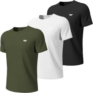 3-5 Pack Men Workout Shirts Quick Dry Running T-Shirt Short Sleeves Crew Neck Tee Athletic Moisture Wicking Gym Top UPF 50 