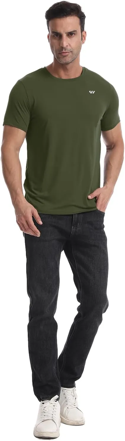 3-5 Pack Men Workout Shirts Quick Dry Running T-Shirt Short Sleeves Crew Neck Tee Athletic Moisture Wicking Gym Top UPF 50 