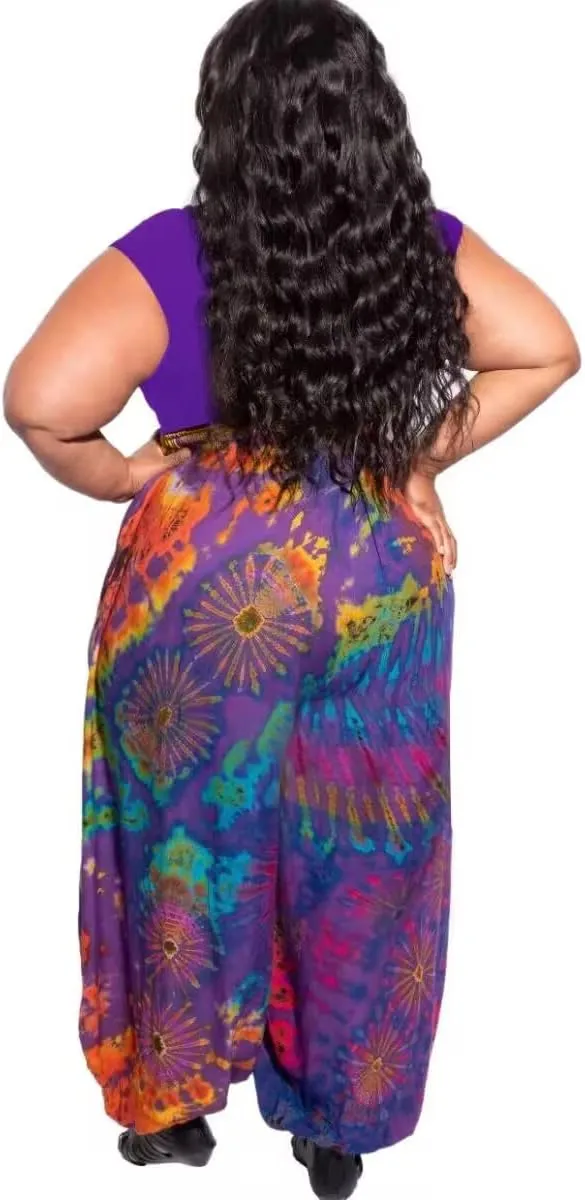 Acatmew Plus Size Harem Pants for Women African Print Casual Bohemian Loose Long Pants with Pocket