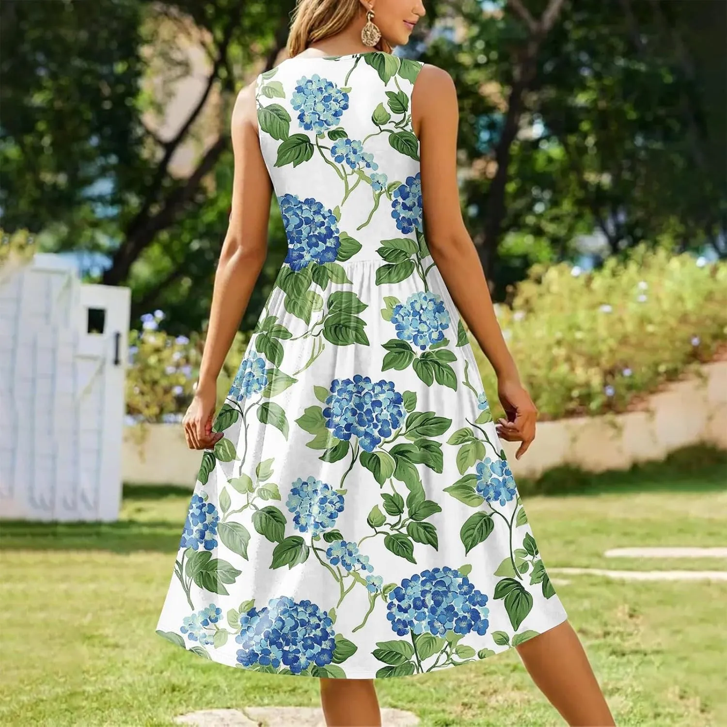 ADHOWBEW Summer Dresses for Women 2025 Plus Size Sleeveless Casual Sexy Round Neck Flowy Vacation Dresses