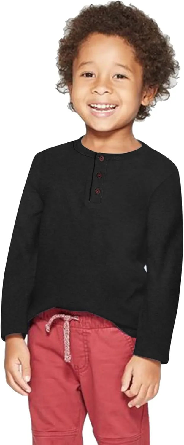 Arshiner Toddler Boys 3 Pack Long-Sleeve Henley T-Shirts Casual Cotton Graphic Shirt for 2-9 Years