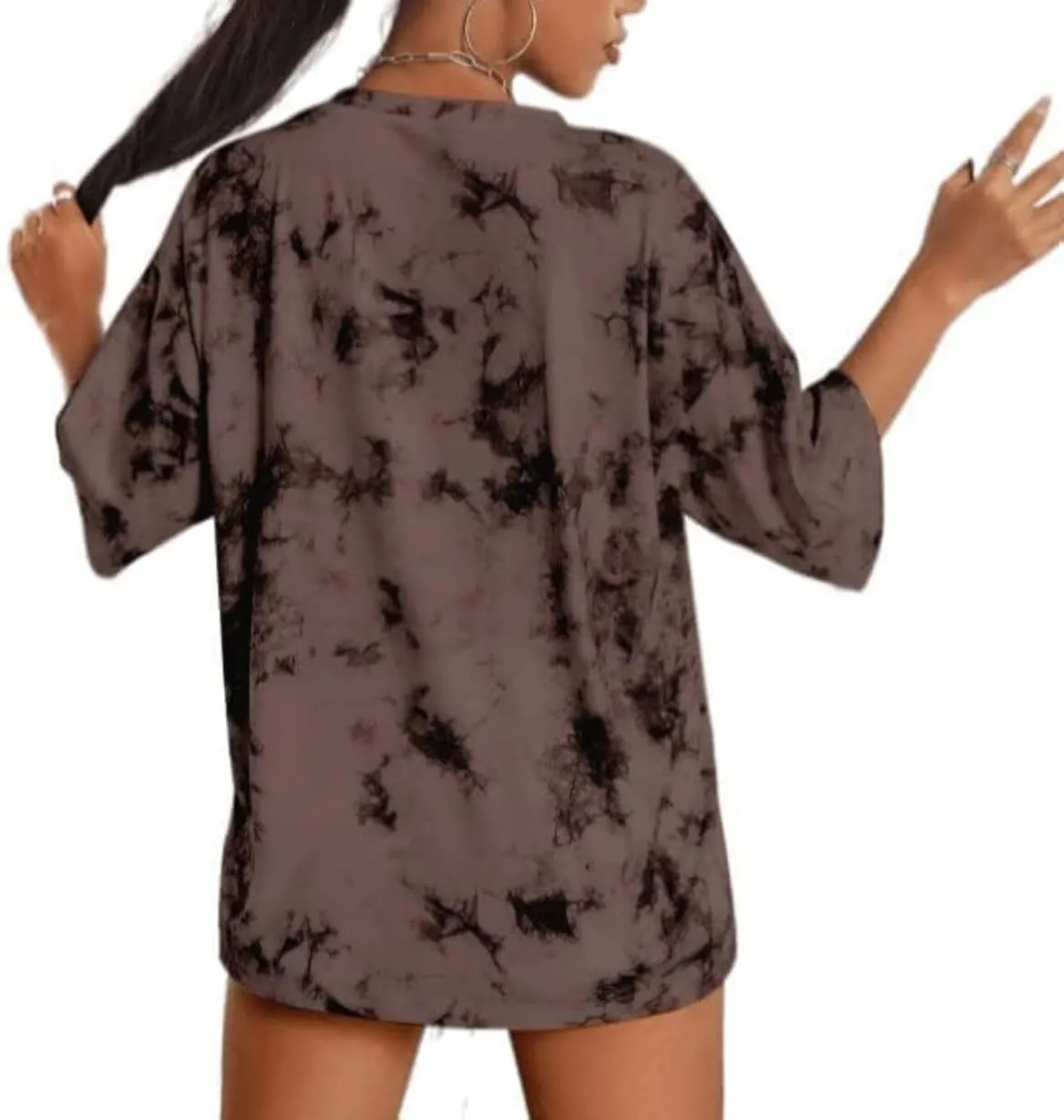 Avanova Women Letter Graphic Print Oversized Tee Shirt Short Sleeve Loose Fit Tops