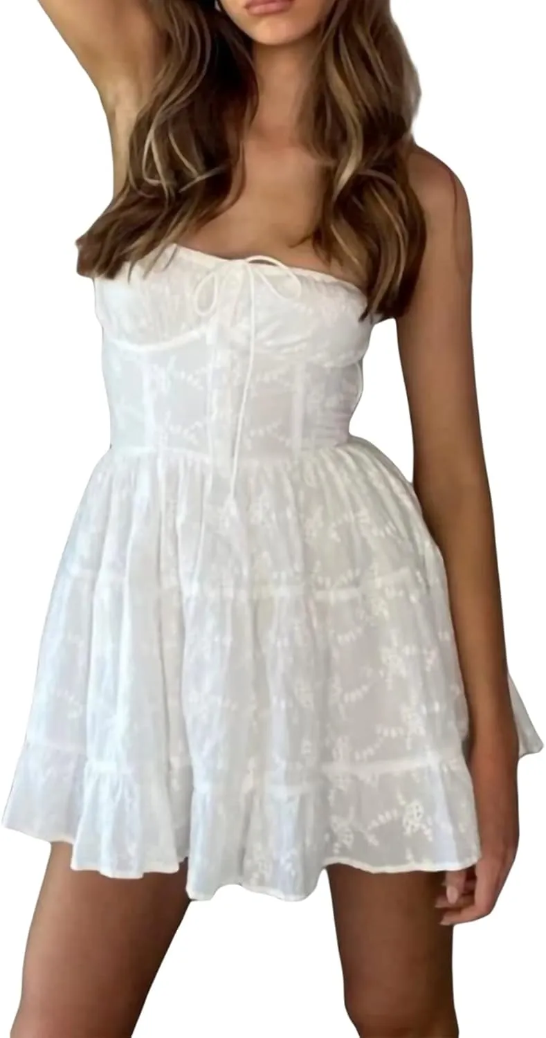 Awoscut Women's Wrap Strapless Bodycon Dress Sleeveless Ruffles Irregular Hem Cocktail Dress Party Club Mini Dress