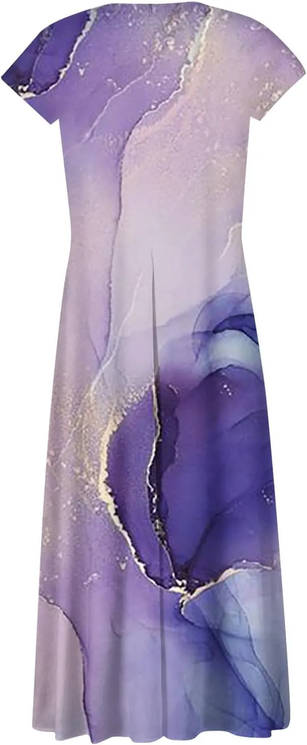 Azeralia Summer Dresses for Women 2024 Short Sleeve Dresses for Women 2024 Elegant Wedding Guest Dress Party Dress for Women
