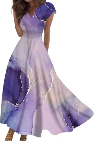 Azeralia Summer Dresses for Women 2024 Short Sleeve Dresses for Women 2024 Elegant Wedding Guest Dress Party Dress for Women