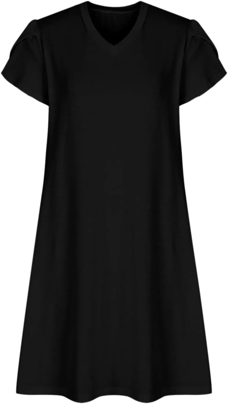Beach Dresses for Women 2025 Vacation Short Sleeve Summer Floral Sundresses A-Line Swimsuit Coverup with Pockets
