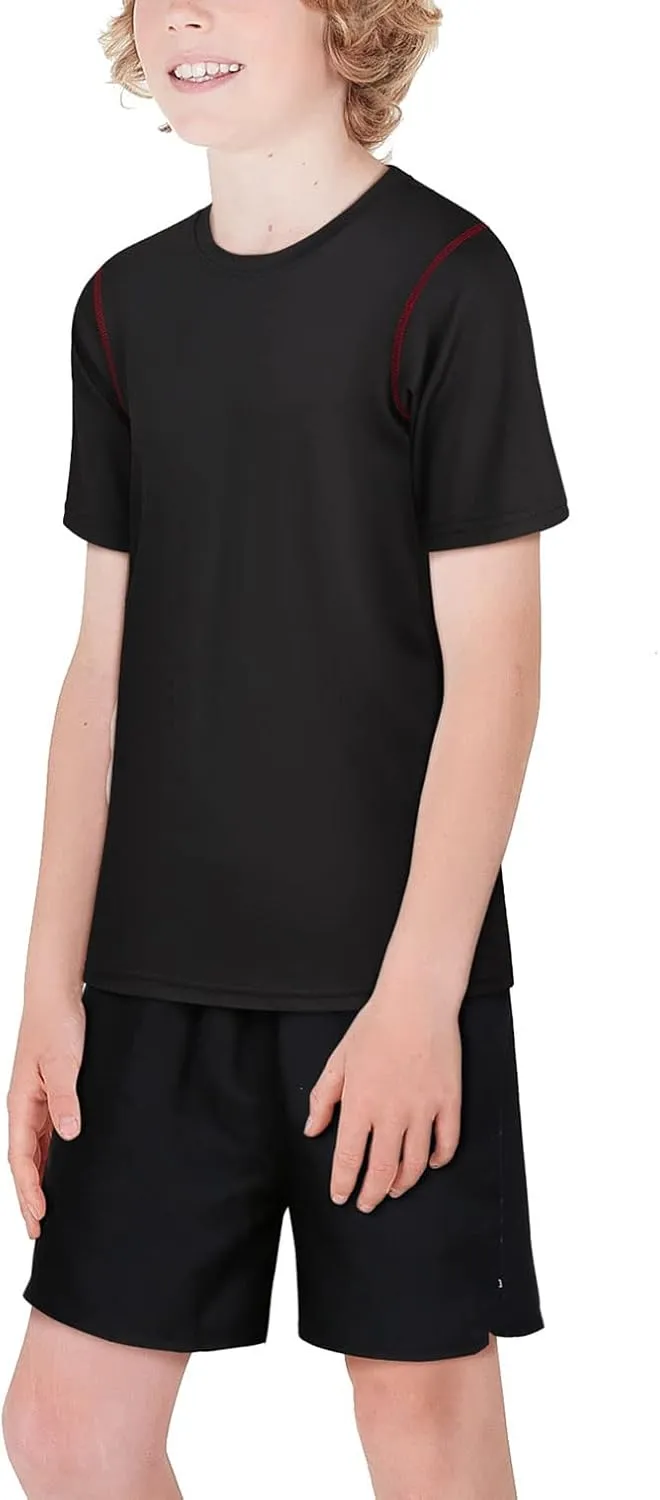 Black Bear Boys Youth Dry Fit T-Shirt - 2 Pack Active Athletic Performance Short Sleeve Shirts for Teens (Size: 4-18)