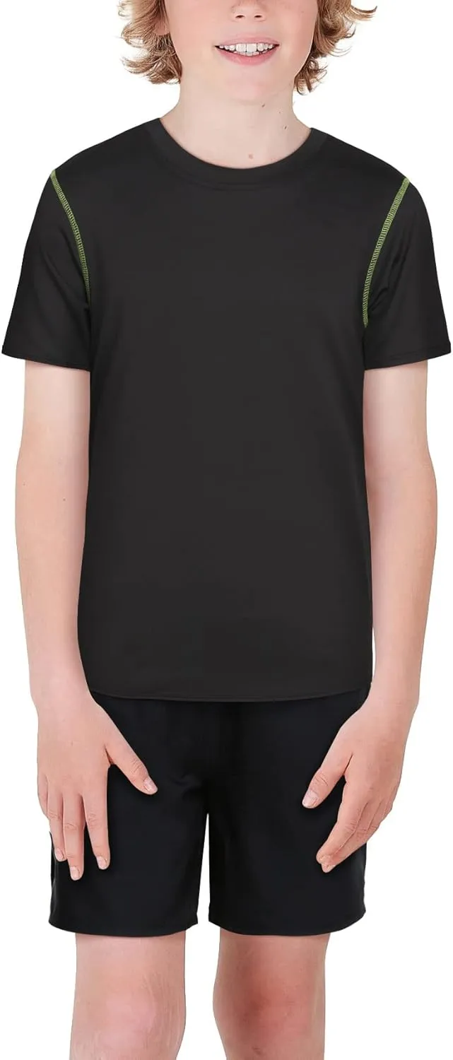 Black Bear Boys Youth Dry Fit T-Shirt - 2 Pack Active Athletic Performance Short Sleeve Shirts for Teens (Size: 4-18)