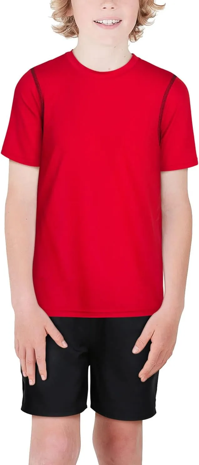 Black Bear Boys Youth Dry Fit T-Shirt - 2 Pack Active Athletic Performance Short Sleeve Shirts for Teens (Size: 4-18)