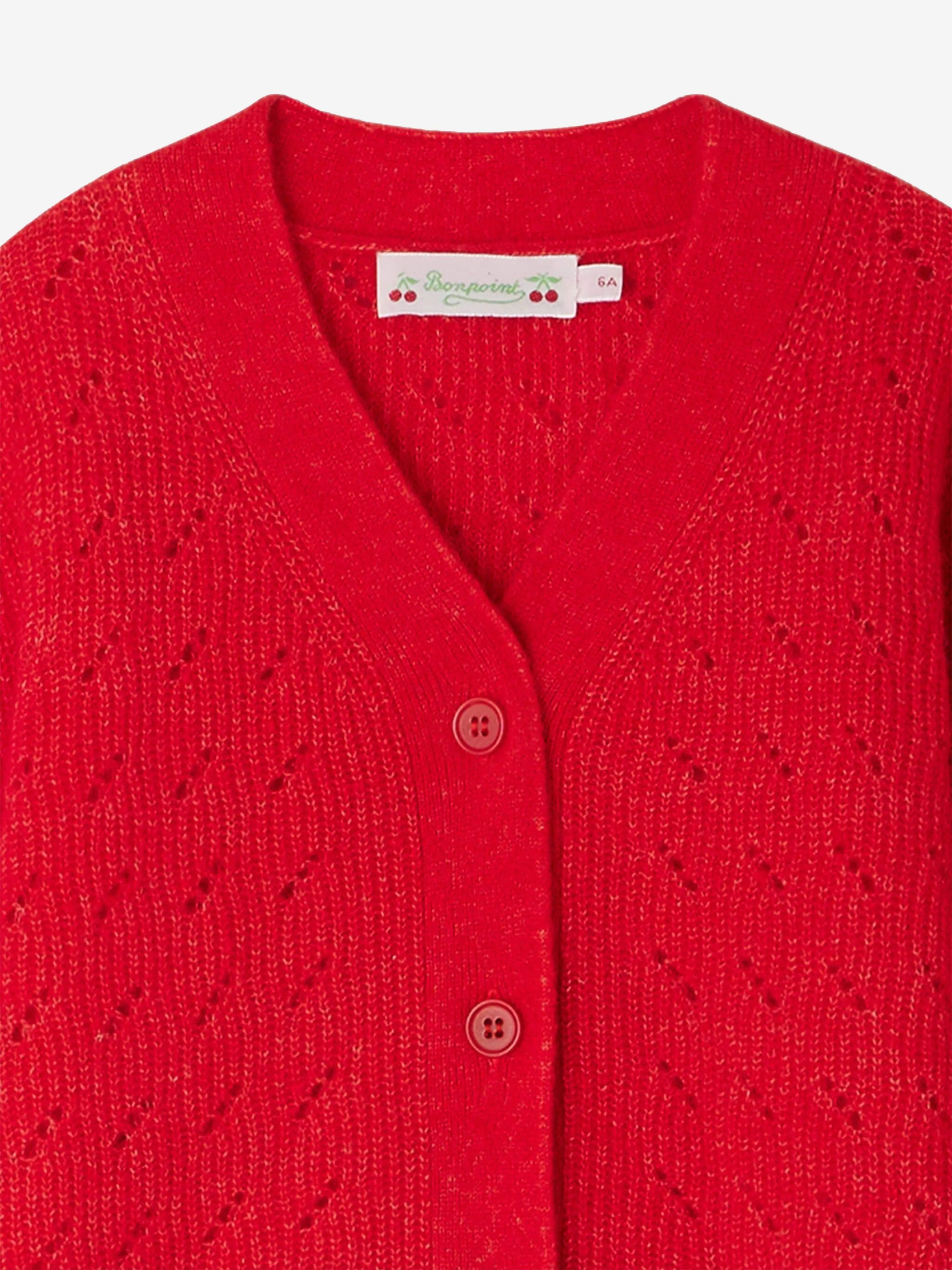 Bonpoint Girls Gemina Cardigan in Red