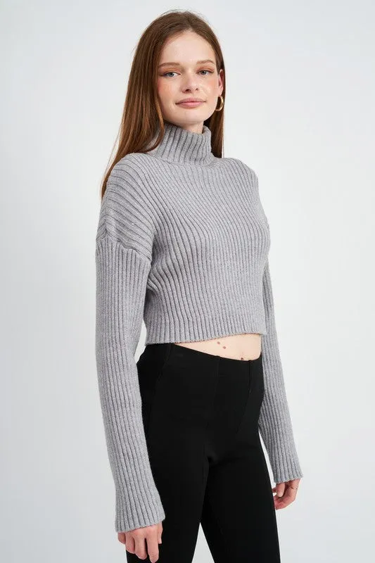 Boxy Turtleneck Cropped Top