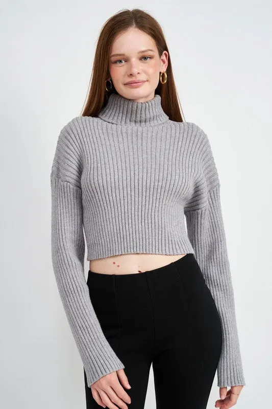 Boxy Turtleneck Cropped Top