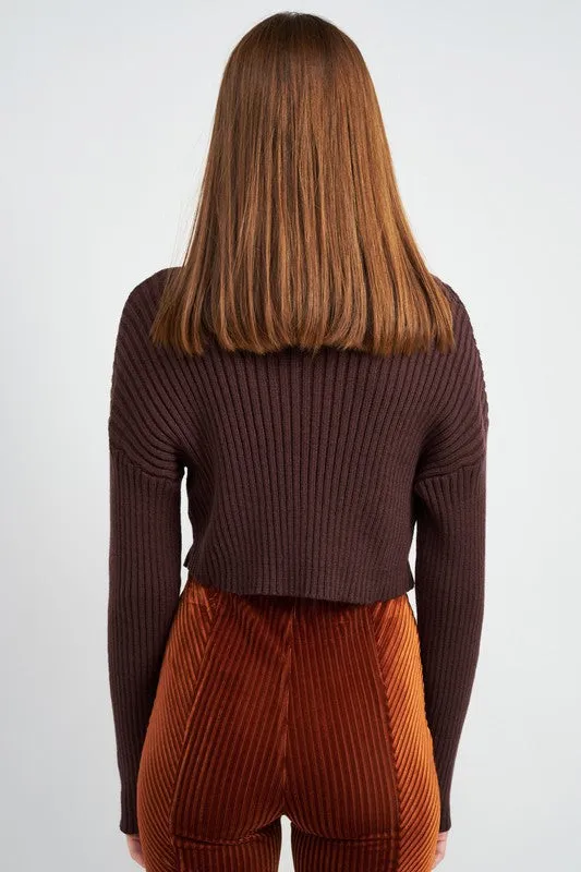 Boxy Turtleneck Cropped Top