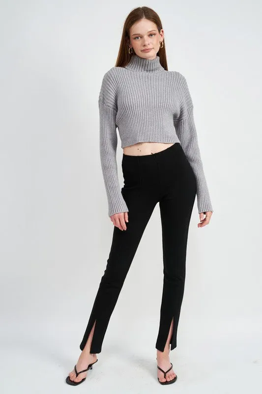 Boxy Turtleneck Cropped Top