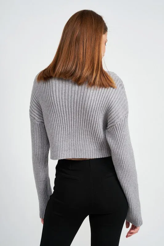 Boxy Turtleneck Cropped Top