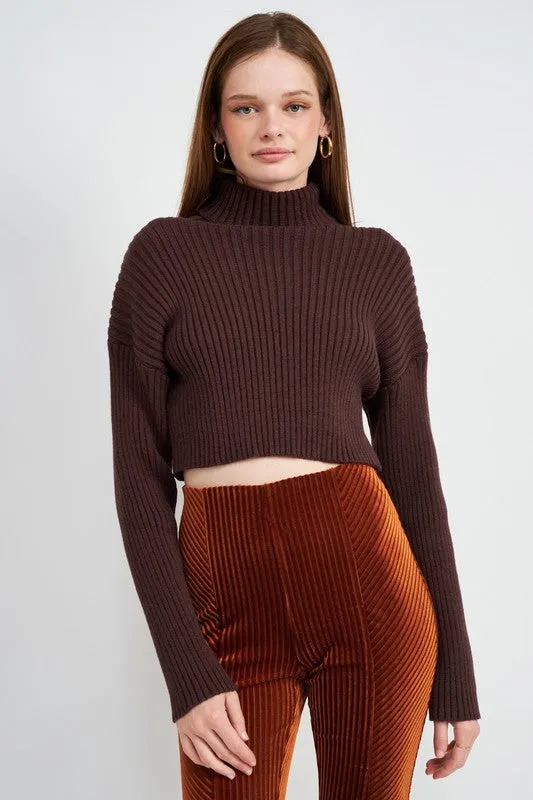 Boxy Turtleneck Cropped Top