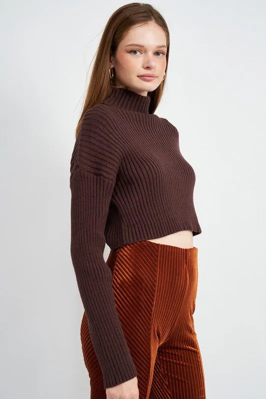 Boxy Turtleneck Cropped Top