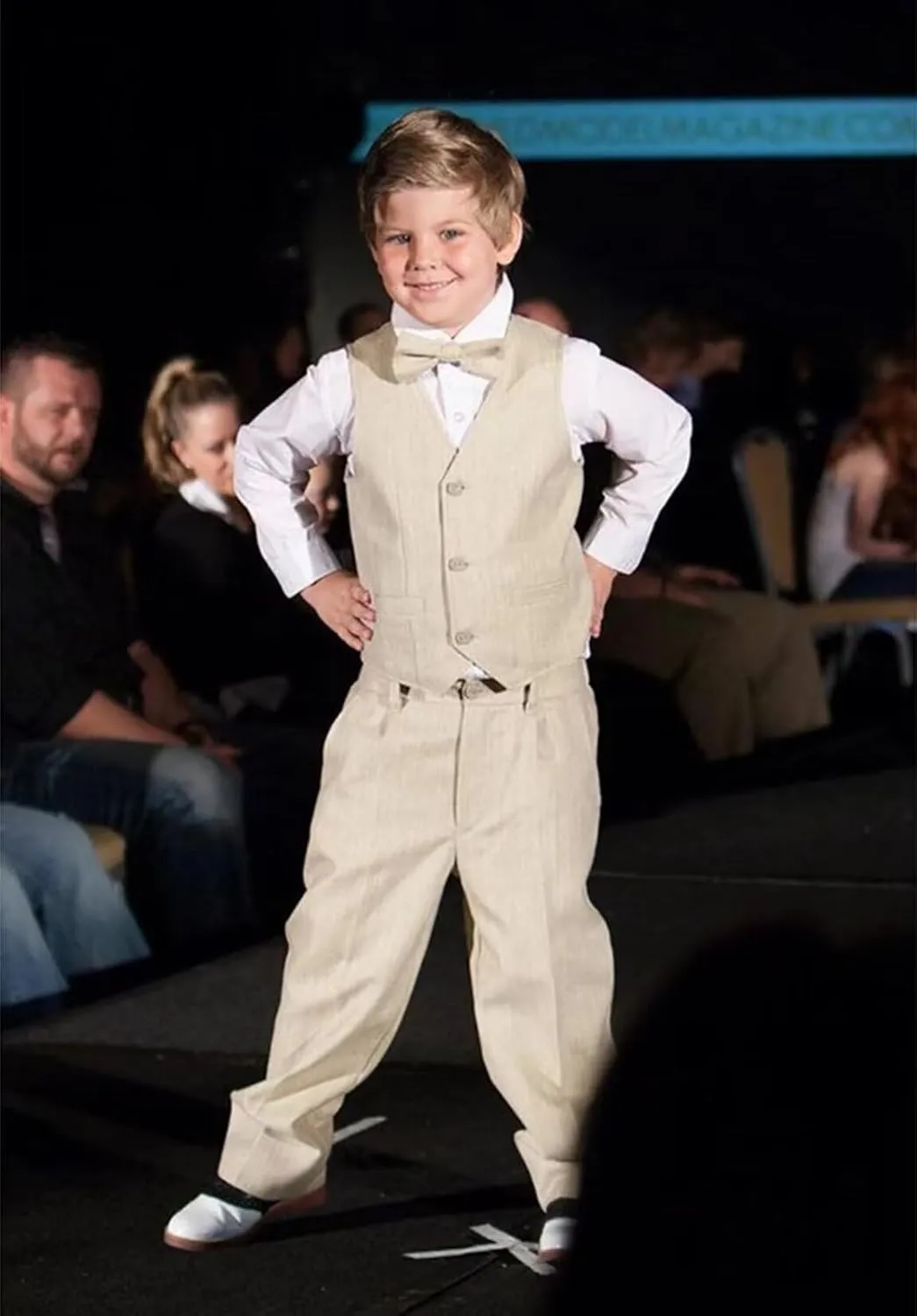 Boys Linen Suit Summer Formal Vest Suit Set for Boy Slim Fit 3 Piece Kids Tuxedo Beach Wedding Outfit with Tie