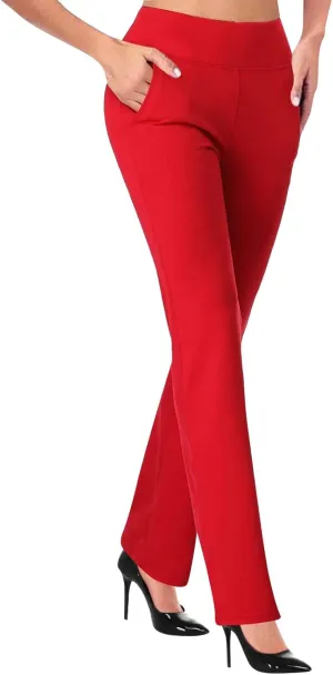 Business Casual Pants for Women, 4 Way Stretch Bootleg Yoga Pants Workout Slacks, High Waisted Business Work Pants