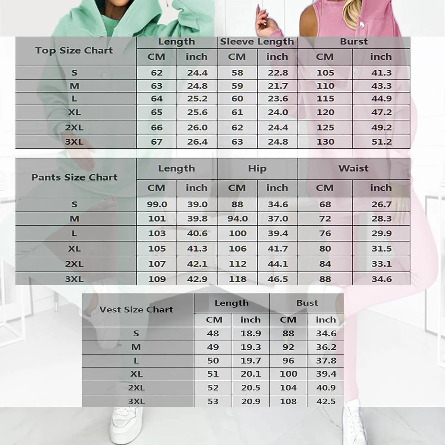 Calmlily 3 Piece Hoodie Set Women, Calmlily Solid Oversized Button Hoodie, 3 Piece Oversized Hoodie Sets for Women