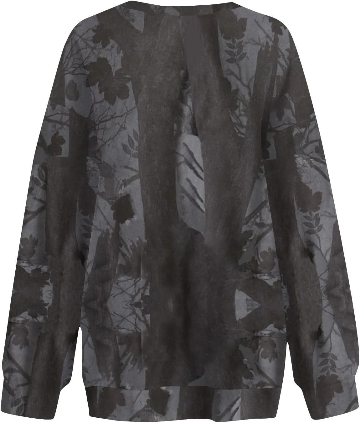 Camo Sweatshirt for Women Oversized Maple Leaf Print Sweatshirts Casual Long Sleeve Camo Crewneck Sweatshirt