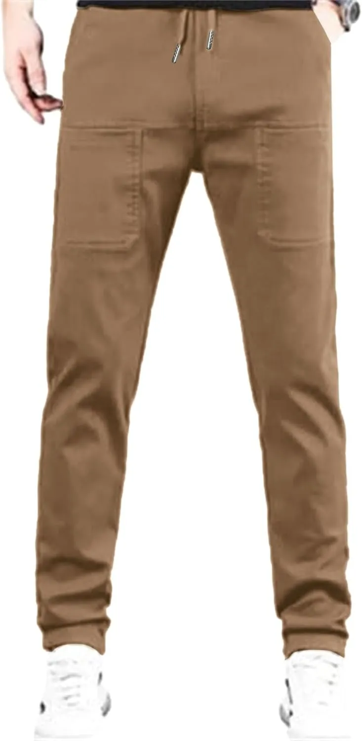 Cargo Pants for Men Hiking Casual Slim Fit Stretch Slacks Big Tall Flat Front Flex Golf Straight Pants
