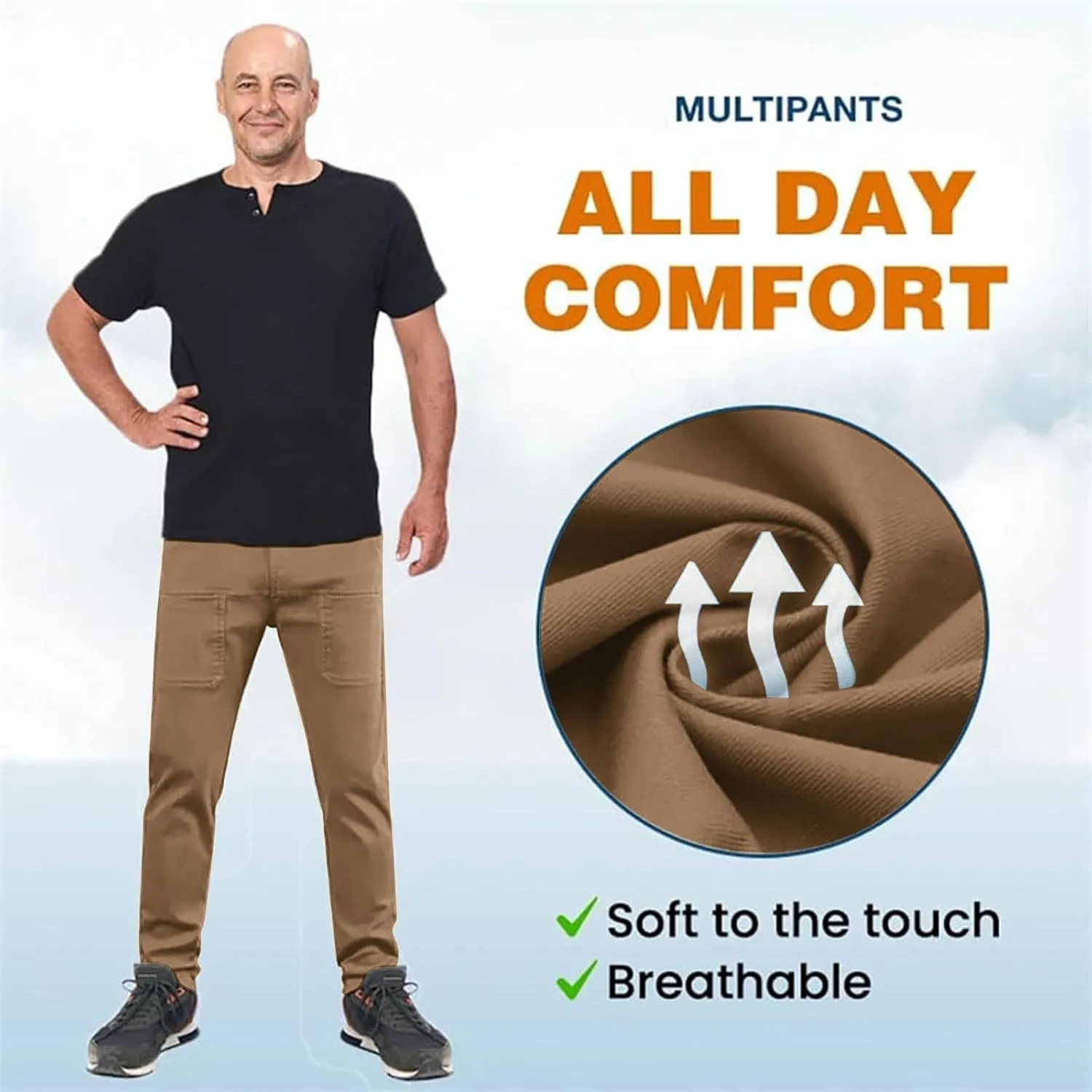 Cargo Pants for Men Hiking Casual Slim Fit Stretch Slacks Big Tall Flat Front Flex Golf Straight Pants