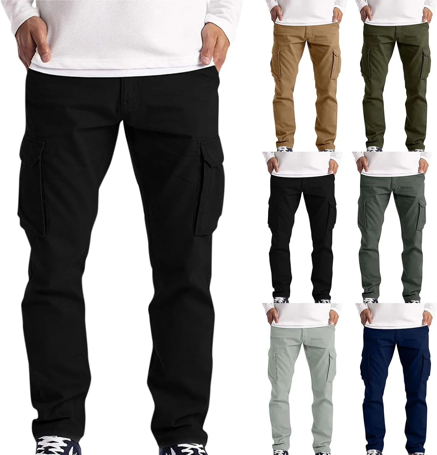 Cargo Pants for Men Slim Fit Plus Size Work Pants 3XL-5XL Stretch Casual Outdoor Hiking Pants Twill Denim Cargo Pants