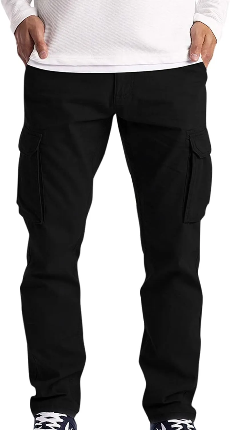 Cargo Pants for Men Slim Fit Plus Size Work Pants 3XL-5XL Stretch Casual Outdoor Hiking Pants Twill Denim Cargo Pants