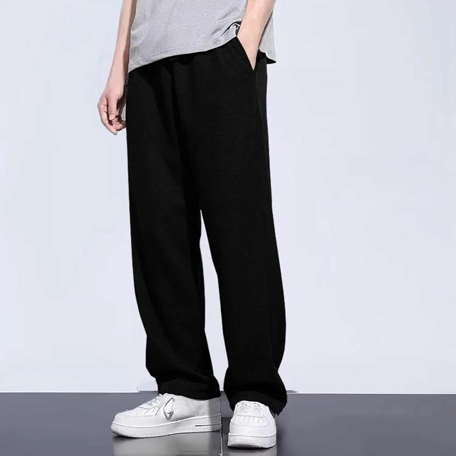 Casual Pants for Men Relaxed Fit Straight Leg Lightweight Sweatpants Plus Size Stretch Waist Lightweight Workout Trousers