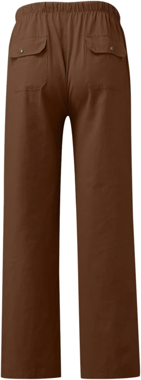 Casual Work Pants for Men Mens Casual Dress Pants Men's Slim-Fit Wrinkle- Flat-Front Chino Straight Fit Twill Pant