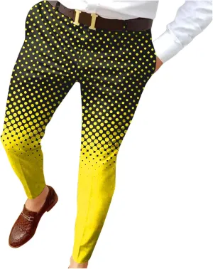 Chinos Pants for Men's,Fashion Print Zipper Button Slim Fit Formal Dress Pants Work Skinny Dress Trousers
