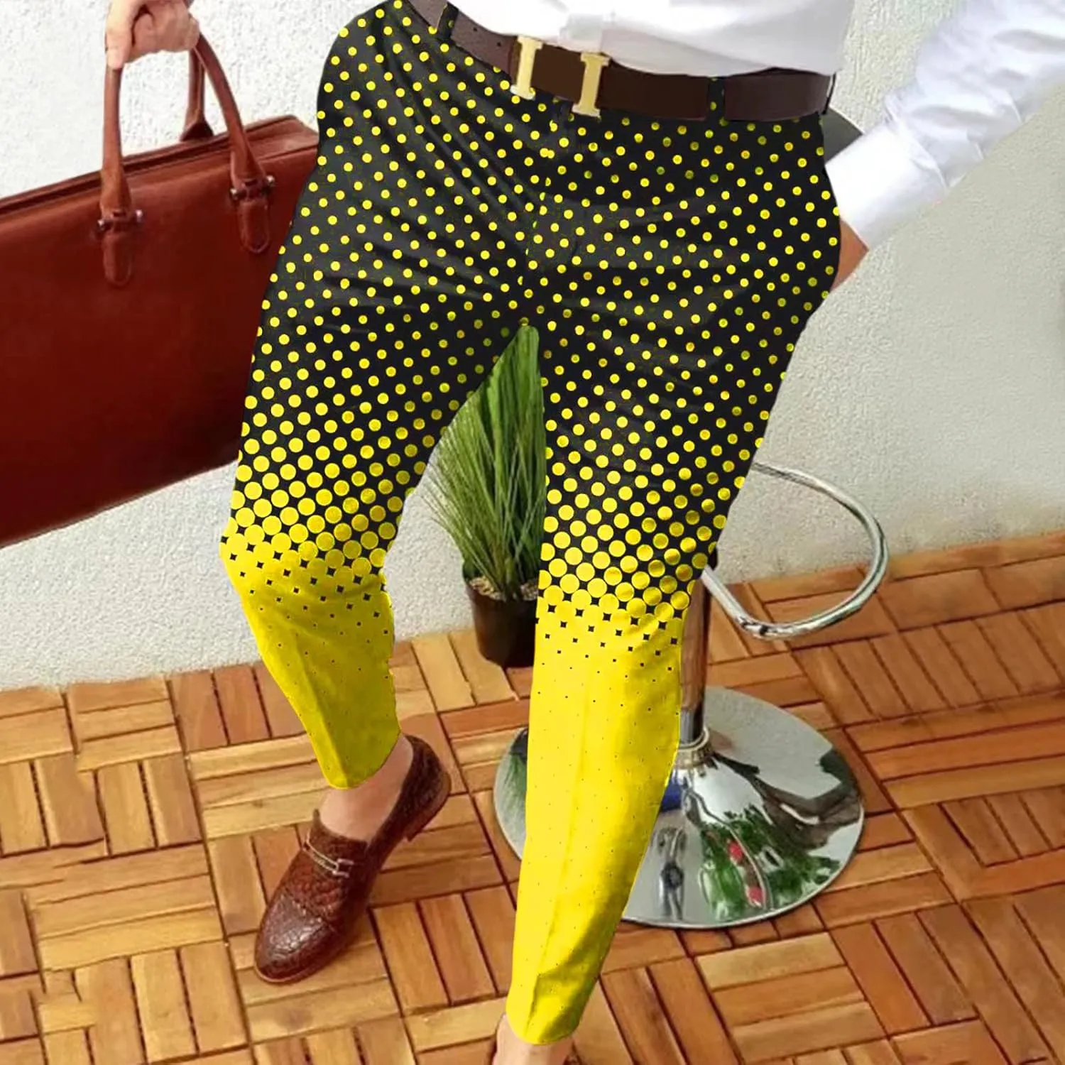 Chinos Pants for Men's,Fashion Print Zipper Button Slim Fit Formal Dress Pants Work Skinny Dress Trousers
