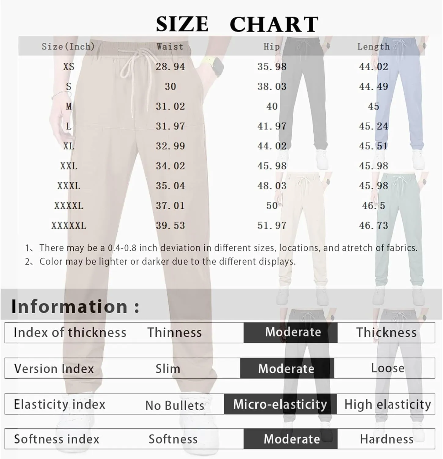 Chinos Pants Men, Stretch Active Chino Pants Slim Fit Mens Slacks Tapered Pants Twill Cargo Casual Pants Golf Jogger