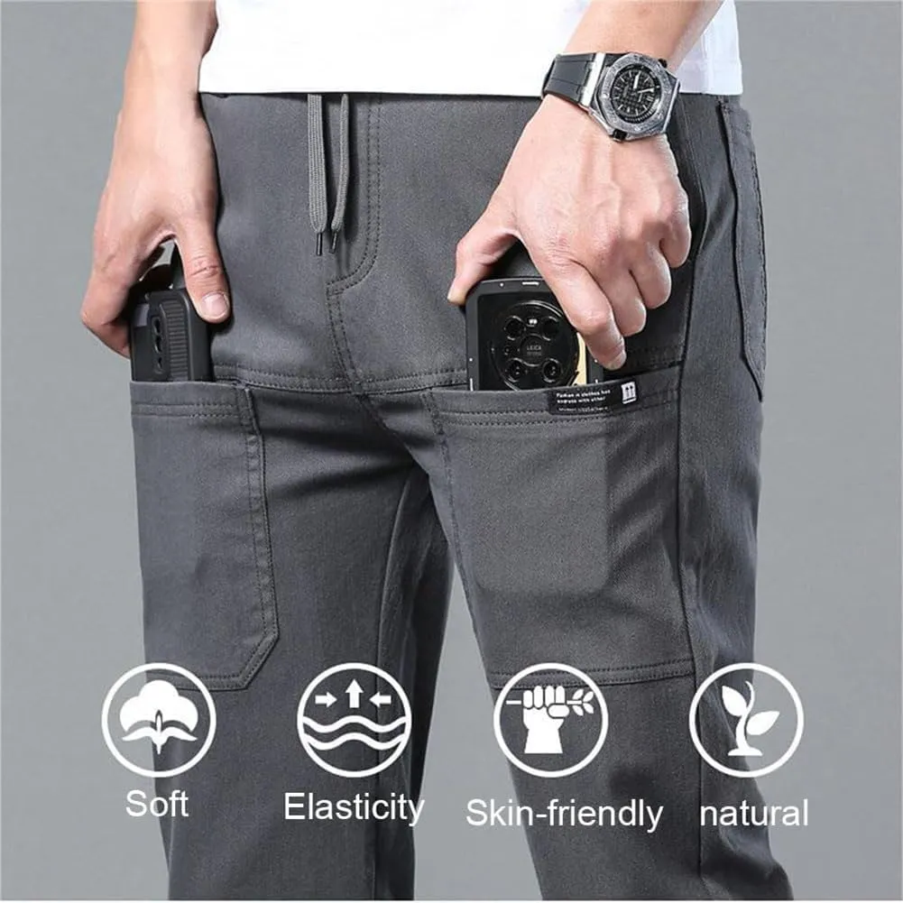 Chinos Pants Men, Stretch Active Chino Pants Slim Fit Mens Slacks Tapered Pants Twill Cargo Casual Pants Golf Jogger