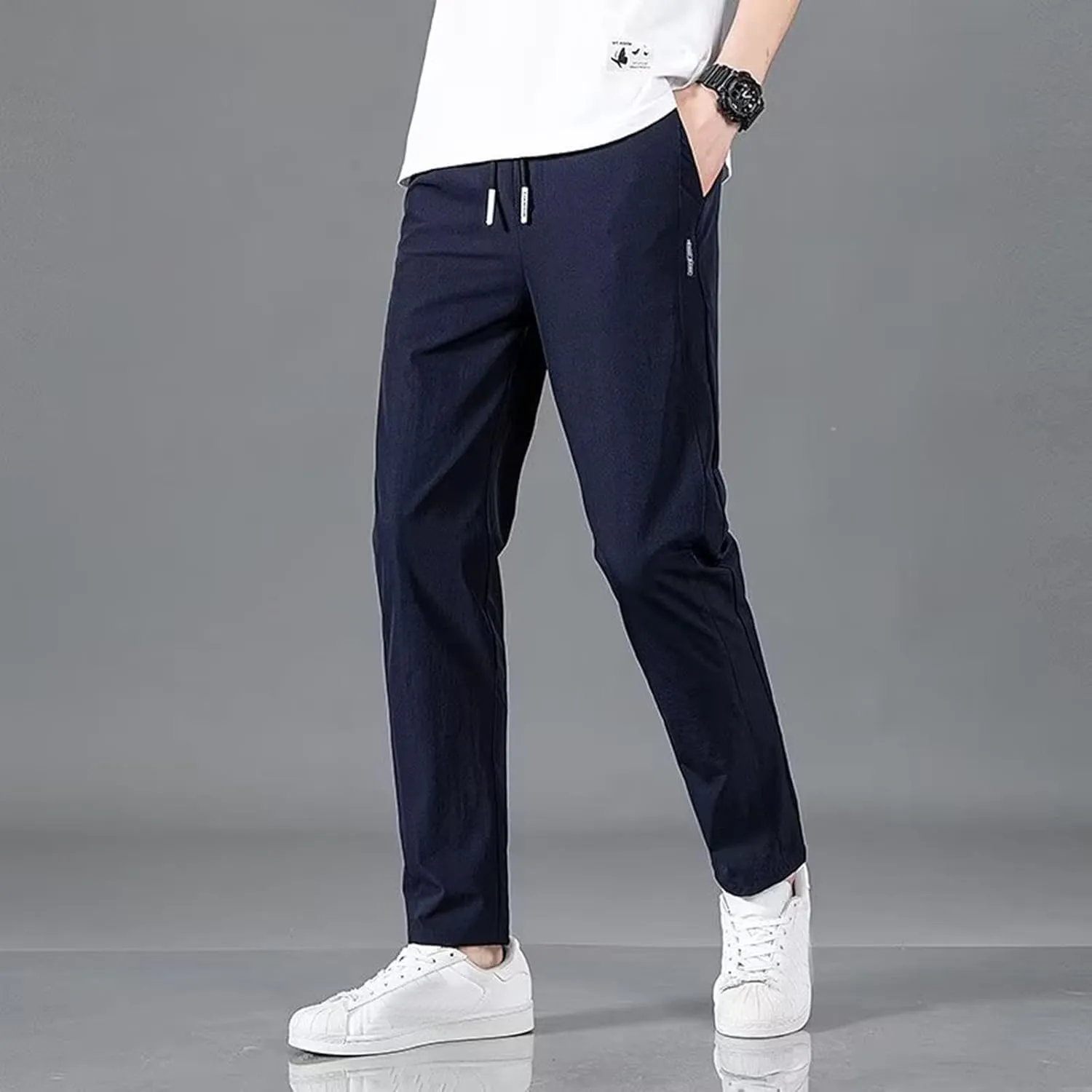 Chinos Slim Fit Men's Pants with Deep Pockets Loose Fit Casual Jogging Trousers for Running Workout