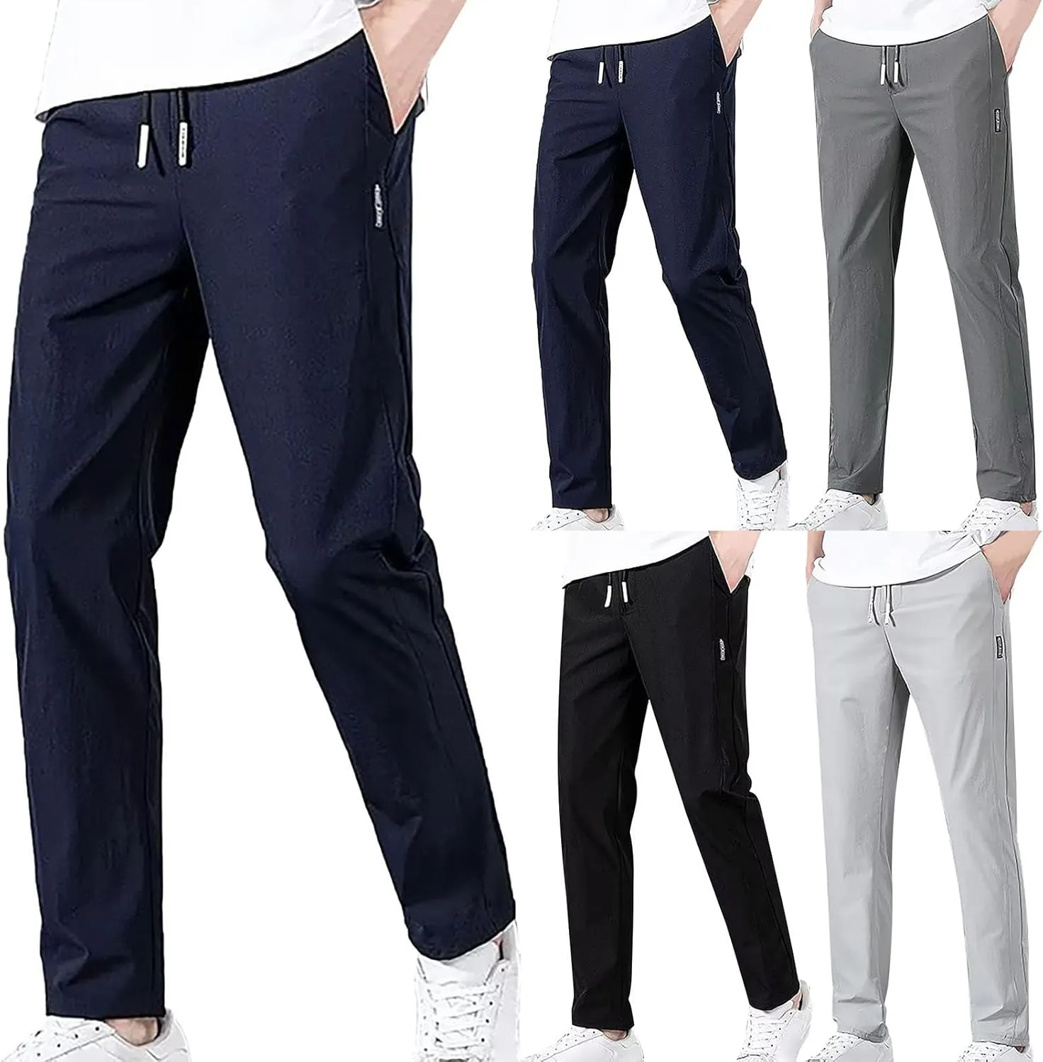 Chinos Slim Fit Men's Pants with Deep Pockets Loose Fit Casual Jogging Trousers for Running Workout
