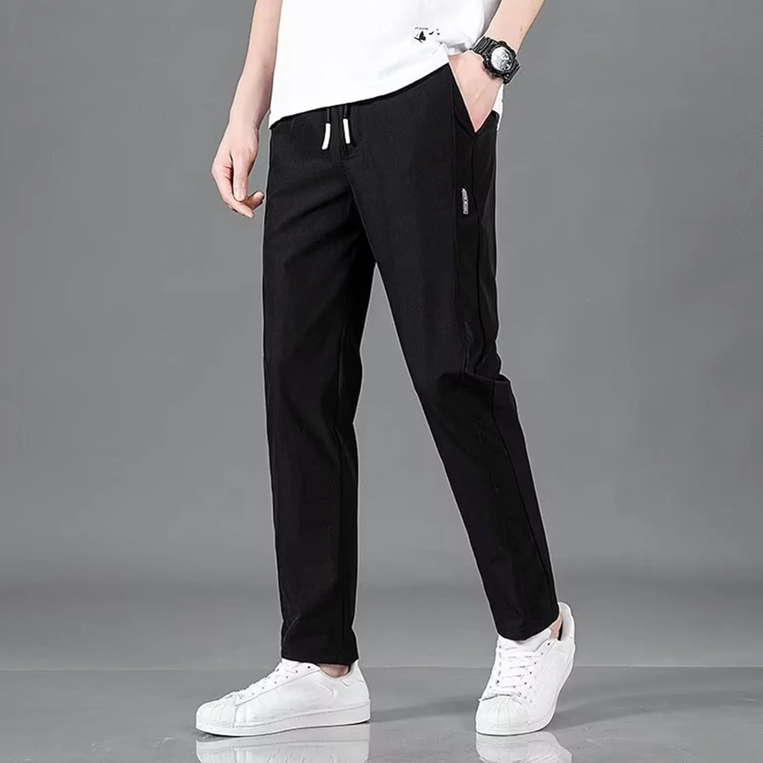 Chinos Slim Fit Men's Pants with Deep Pockets Loose Fit Casual Jogging Trousers for Running Workout