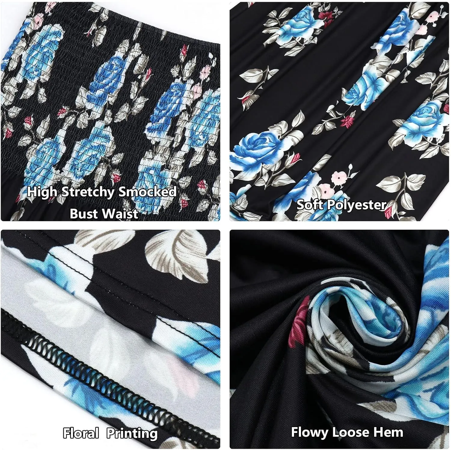 Comeon Women Off Shoulder Strapless Sleeveless Tube Top Dress Floral Summer Beach Coverup Flowy Midi Dress