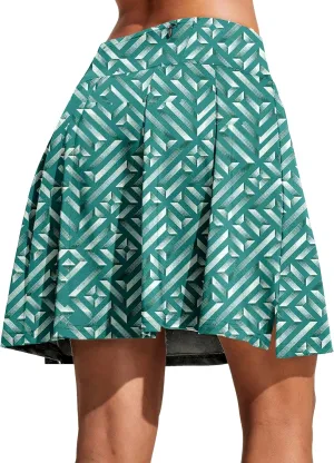 COOrun 18" Tennis Skirt Knee Length High Waist Skorts Skirts for Women Golf Pleated Built-in Shorts Skirts with Pockets