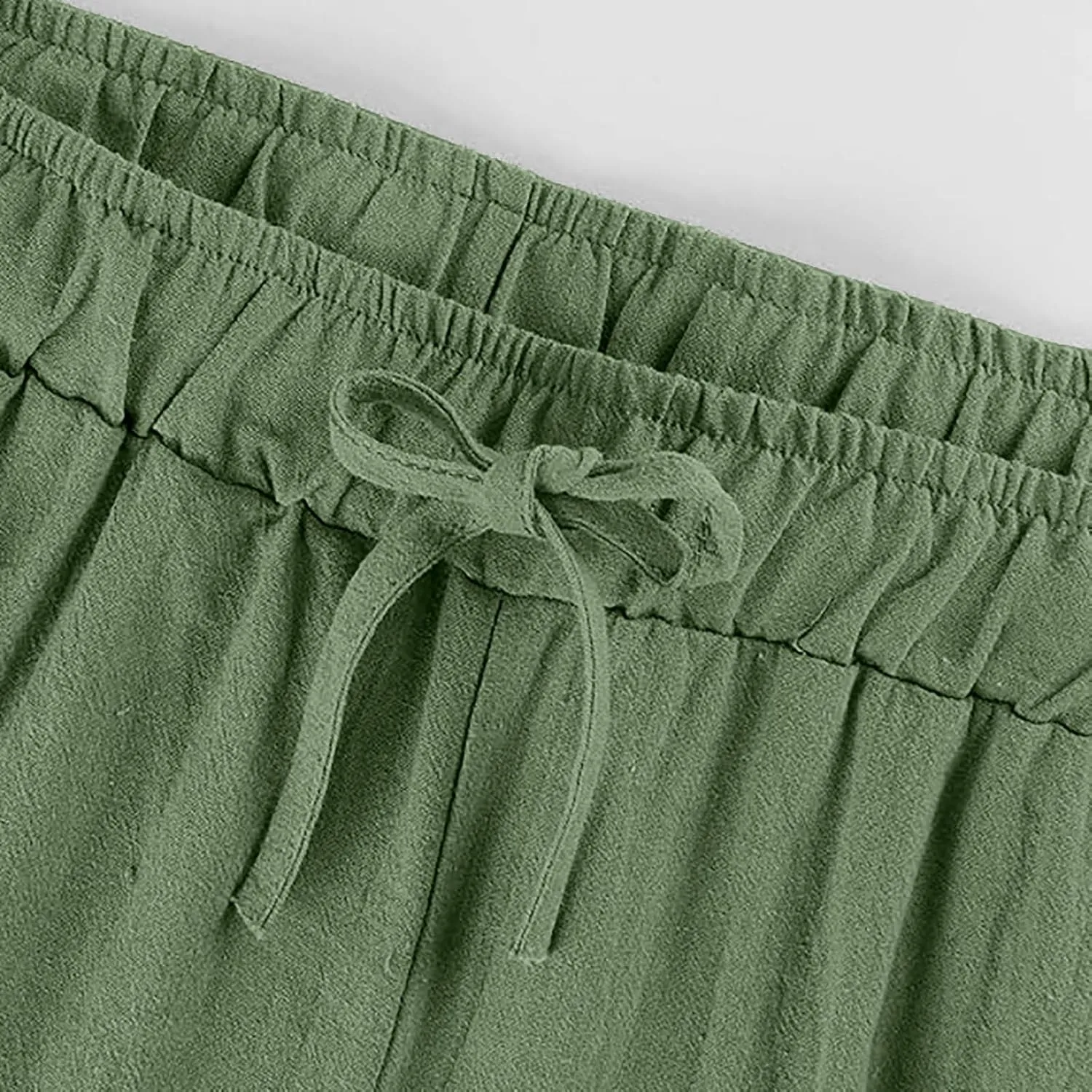 Cotton Linen Pants Women Summer Wide Leg Casual Loose Trousers Drawstring High Waist Palazzo Pants with Pockets 2025