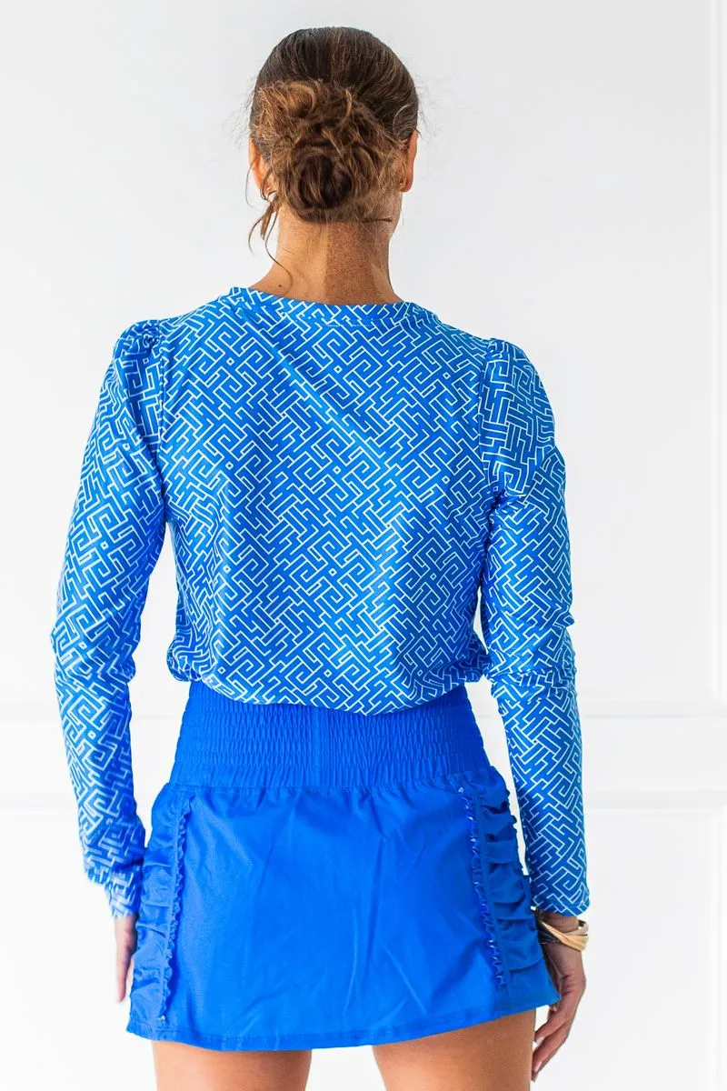 Crew Top Long Print - Royal