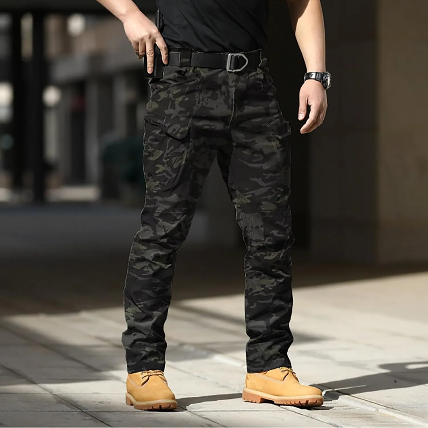 CRNTCEM Mens Camo Cargo Pants Straight Leg Army Combat Military Trousers Cotton Tactical Work Hunting Camouflage Pants