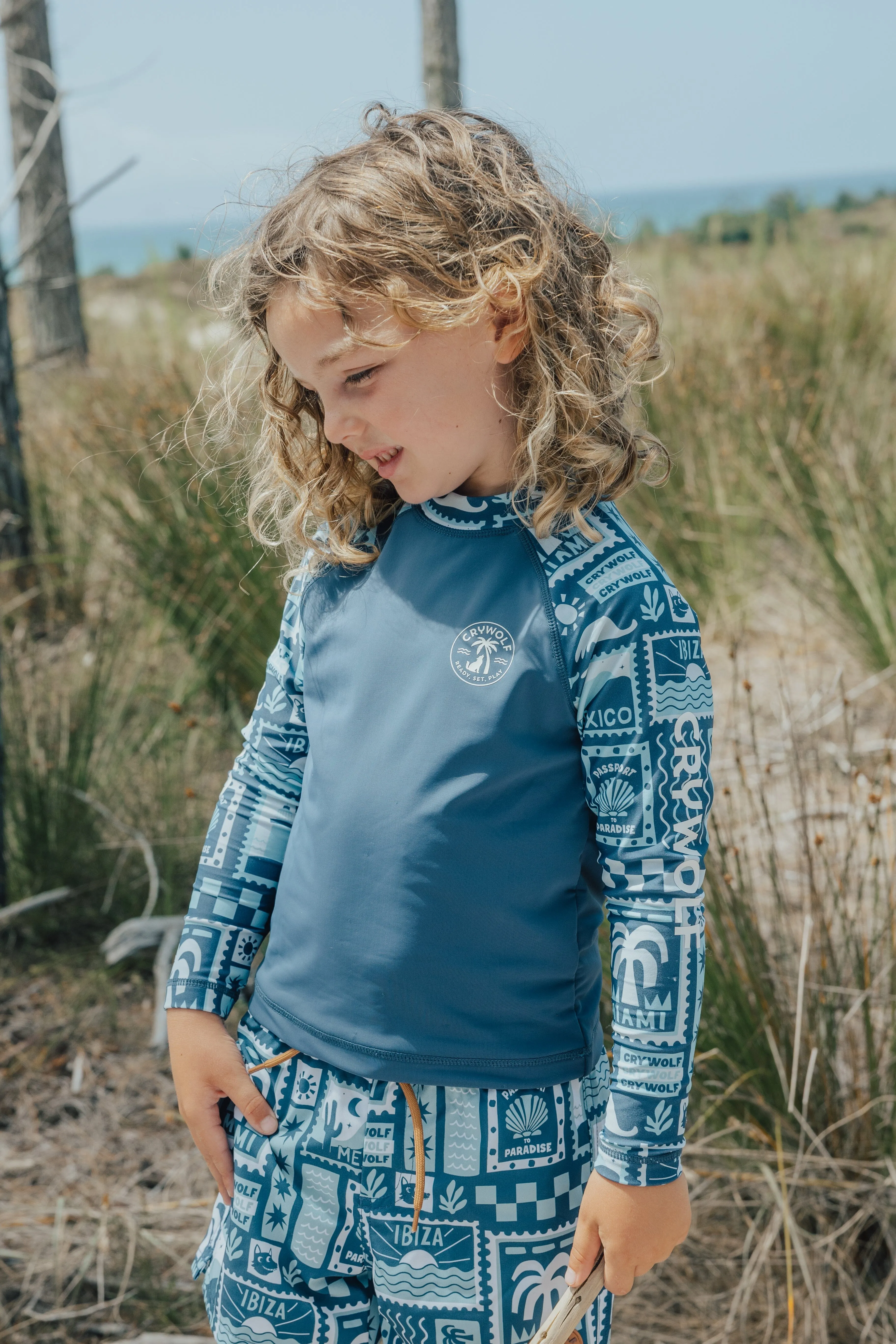 Crywolf Rash Vest - Blue Postcards