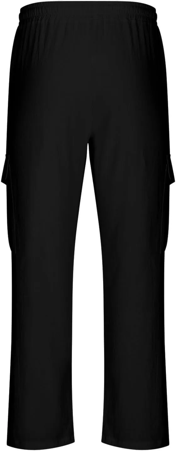 Ctreela Men Baggy Sweatpants Casual Autumn Straight Leg Basic Beach Pants Solid Drawstring Elastic Waisted Lounge Pants