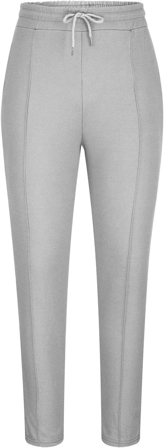 Ctreela Men's Casual Dress Pants Skinny Chino Pants Waffle Tapered Pants Flat Front Slacks Slim-Fit Elastic Waist Trousers