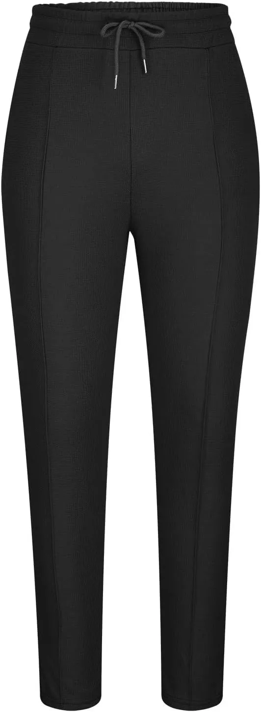 Ctreela Men's Casual Dress Pants Skinny Chino Pants Waffle Tapered Pants Flat Front Slacks Slim-Fit Elastic Waist Trousers