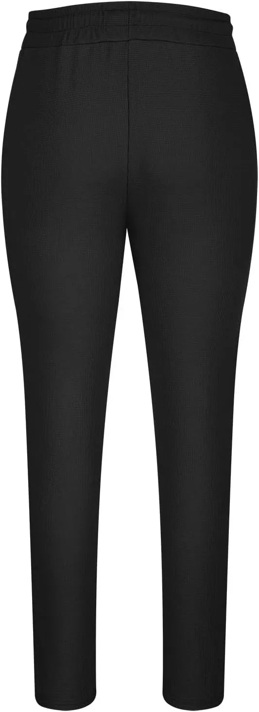 Ctreela Men's Casual Dress Pants Skinny Chino Pants Waffle Tapered Pants Flat Front Slacks Slim-Fit Elastic Waist Trousers