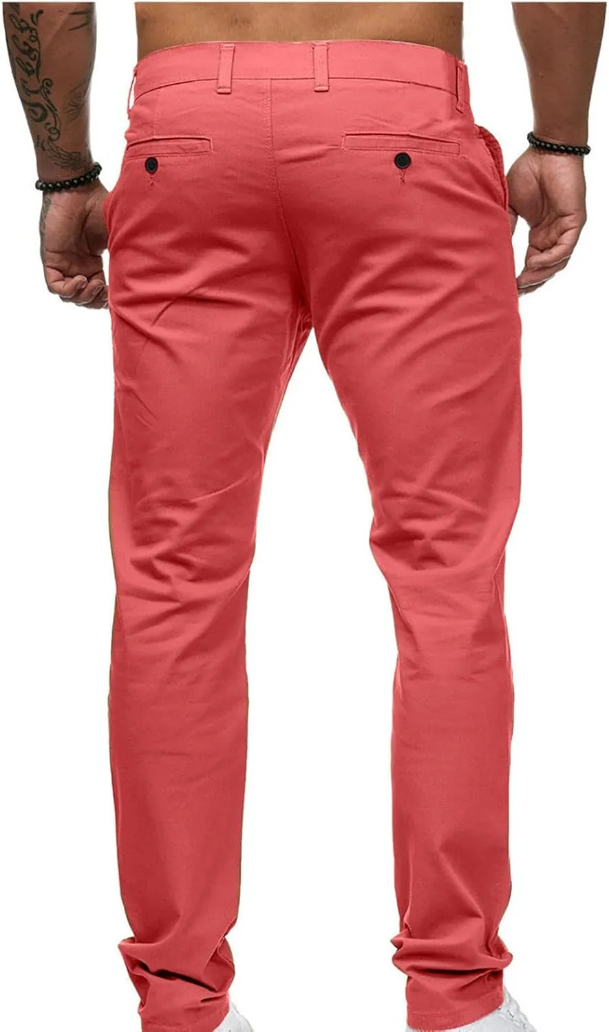 Ctreela Mens Slim Fit Work Pants Slacks Low Rise Dressy Casual Tapered Trousers Flat Front Plus Size Dress Suit Pants S-4XL